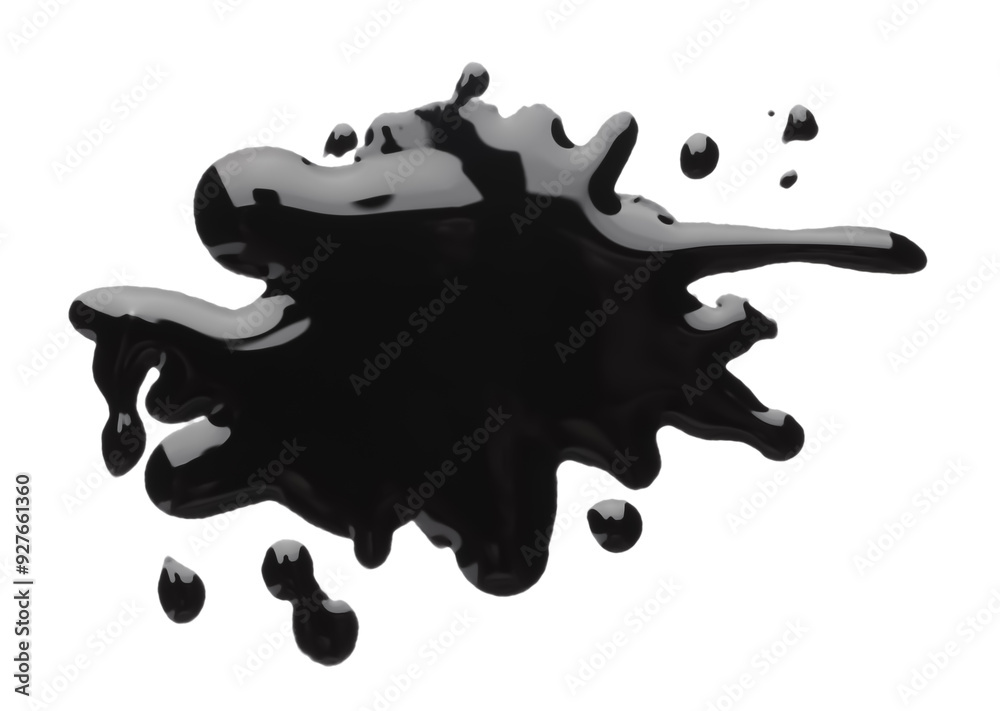 Blot of black printer ink isolated on white, top view Blot of black printer ink isolated on white, top view