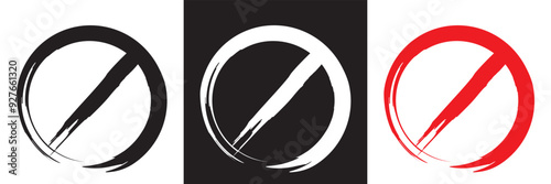 Forbidden sign in red white and black ink stamp. Forbidden empty template crosser out prohibit caution circle. Vector illustration . EPS 10