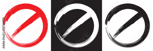 Forbidden sign in red white and black ink stamp. Forbidden empty template crosser out prohibit caution circle. Vector illustration . EPS 10