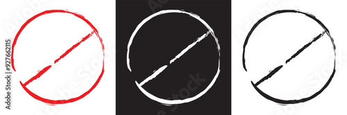 Forbidden sign in red white and black ink stamp. Forbidden empty template crosser out prohibit caution circle. Vector illustration . EPS 10