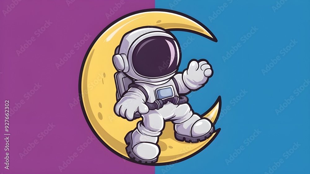 Adorable Sickle Moon Cartoon Vector Icon Illustration of an Astronaut. Isolated Premium Vector Concept Science Technology Icon. Adorable Sickle Moon Cartoon Vector Icon Illustration of an Astronaut. Isolated Premium Vector Concept Science Technology Icon.