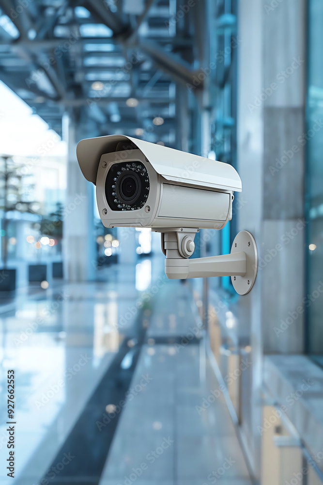 Digital surveillance camera monitors a public area, blending security. Generative ai. Digital surveillance camera monitors a public area, blending security. Generative ai.