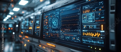 advanced medical equipment with a digital display showing patient data. healthcare technology and innovations