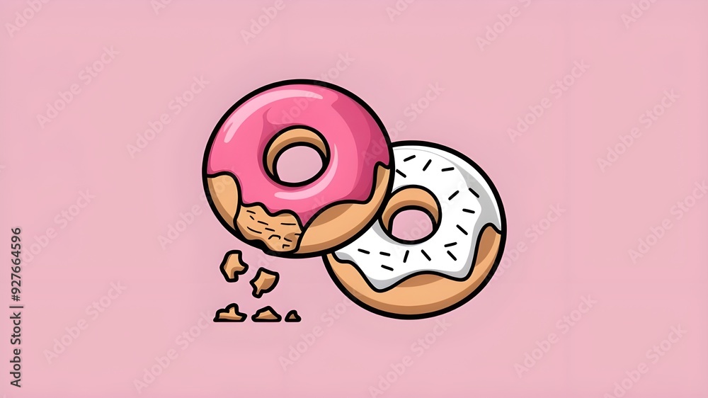Vector illustration of a doughnut. Isolated White Food Icon Concept: Strawberry Doughnuts. Ideal for Web Landing Pages, Banners, Stickers, and Backgrounds. Vector illustration of a doughnut. Isolated White Food Icon Concept: Strawberry Doughnuts. Ideal for Web Landing Pages, Banners, Stickers, and Backgrounds.
