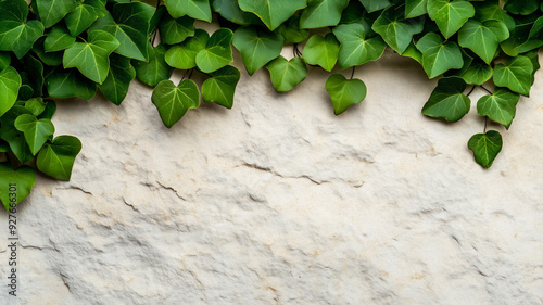 Rough stone texture with faint green vine details Tu BShevat earthy and natural connection to nature rustic and spiritual perfect for seasonal themes  photo