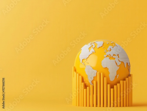Economic prosperity, rising trends, global market expansion, 3D illustration