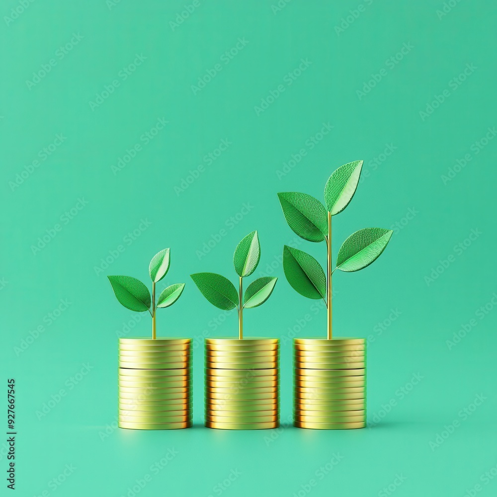 Wealth and growth, economic prosperity, emerging trends, 3D illustration Wealth and growth, economic prosperity, emerging trends, 3D illustration