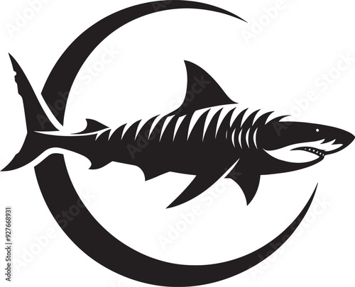 Big Shark Silhouette isolated on white background Minimalist shark vector shape