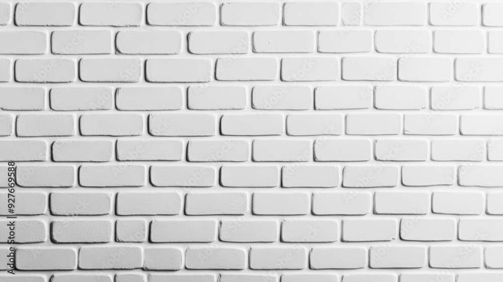 Wide shot of a painted brick wall in crisp white with textured bricks and slight surface irregularities creating a clean minimalist background with subtle depth Wide shot of a painted brick wall in crisp white with textured bricks and slight surface irregularities creating a clean minimalist background with subtle depth