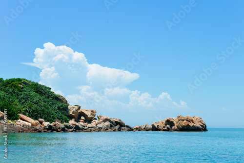 beautiful tropical landscape at Mulan Bay, Wenchang, Hainan, China photo