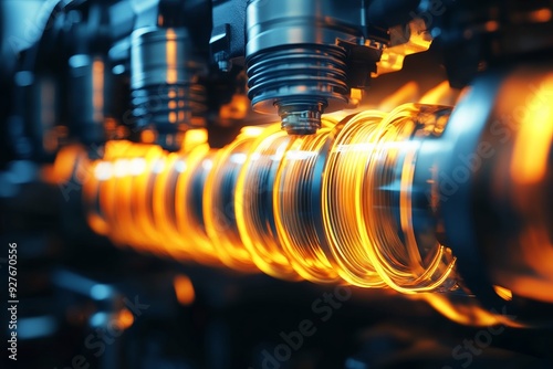 Close-up of a cars engine in motion during a dyno test. photo