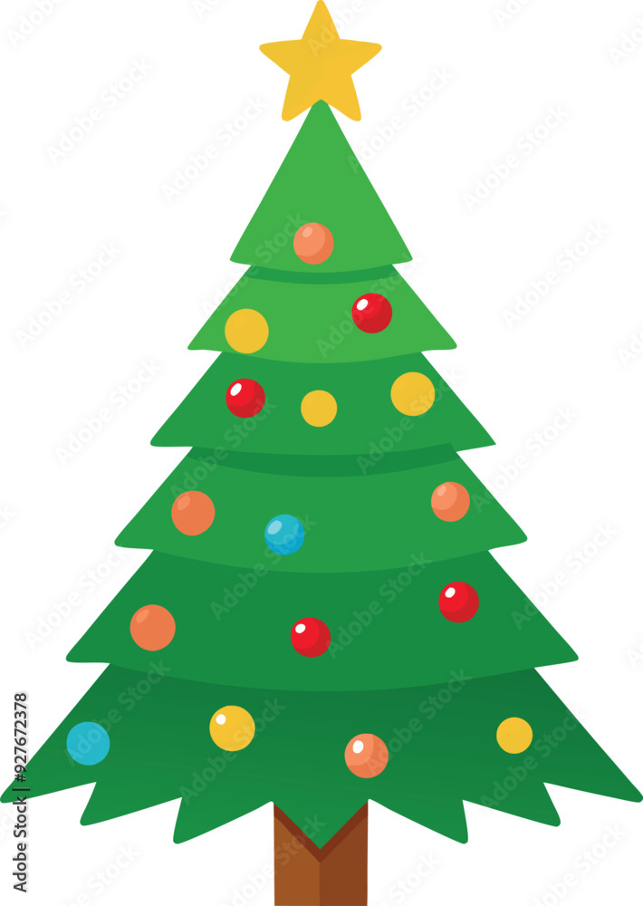 Christmas green pine tree with golden star vector illustration
Christmas green pine tree with golden star vector illustration