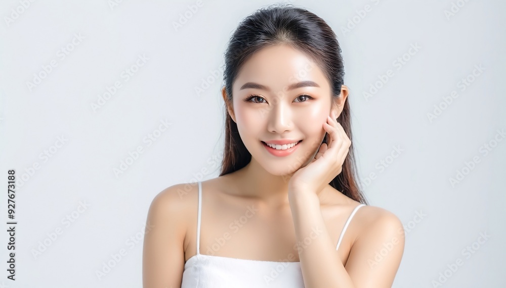 Beautiful young asian woman with clean fresh skin on white background, Face care, Facial treatment, Cosmetology, beauty and spa, Asian women portrait. Beautiful young asian woman with clean fresh skin on white background, Face care, Facial treatment, Cosmetology, beauty and spa, Asian women portrait.