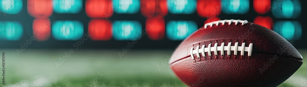 Vivid display of a scoreboard with winning points, hinting at a successful game strategy, American Football, victory through strategy Vivid display of a scoreboard with winning points, hinting at a successful game strategy, American Football, victory through strategy