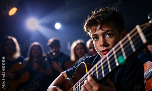 An intimate portrait of a guitar course in a dark-themed environment