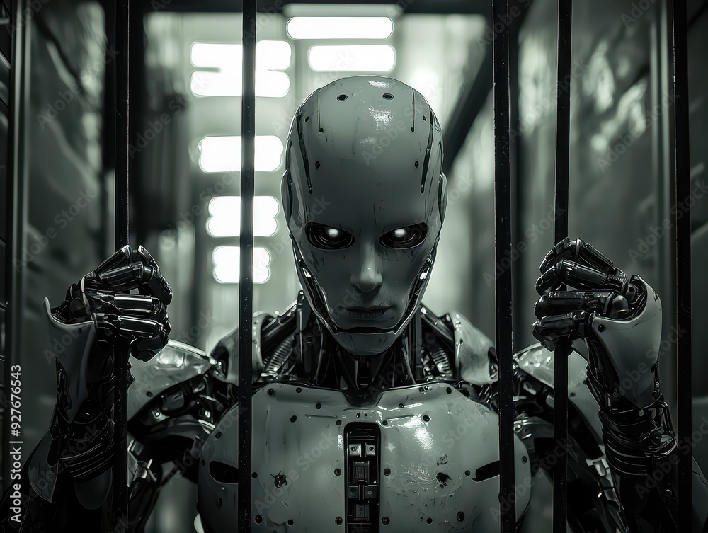 An android behind the bars