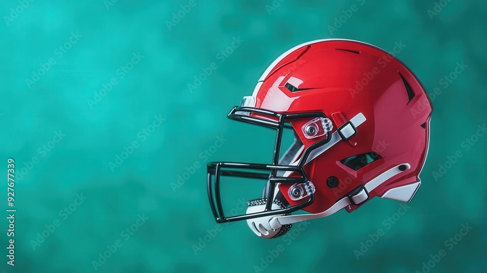 Fototapeta premium Helmet flying in the air after touchdown celebration flat design side view stadium reaction water color Triadic Color Scheme