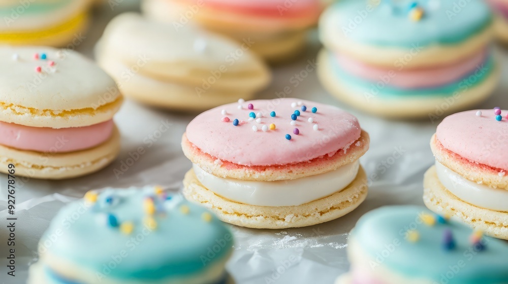 Fototapeta premium Colorful Macarons with Sprinkles