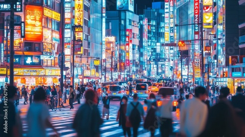 Wallpaper Mural Tokyo Street Life: A Bustling Cityscape in Vibrant Color Torontodigital.ca