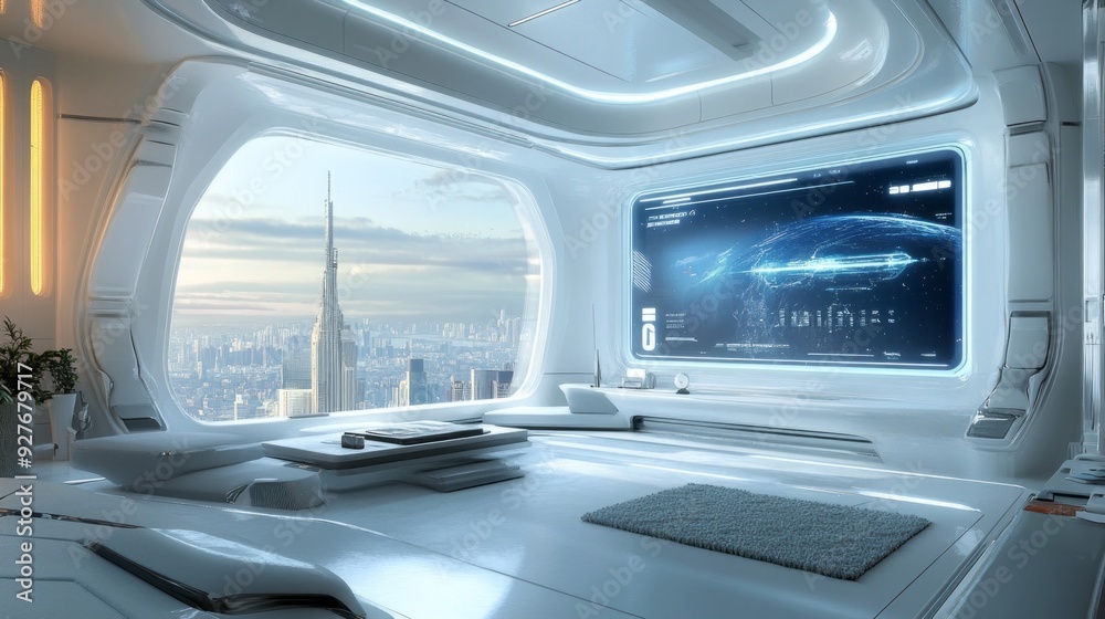 Futuristic Living Room 3D Render: Modern Design Concept 1 Futuristic Living Room 3D Render: Modern Design Concept 1