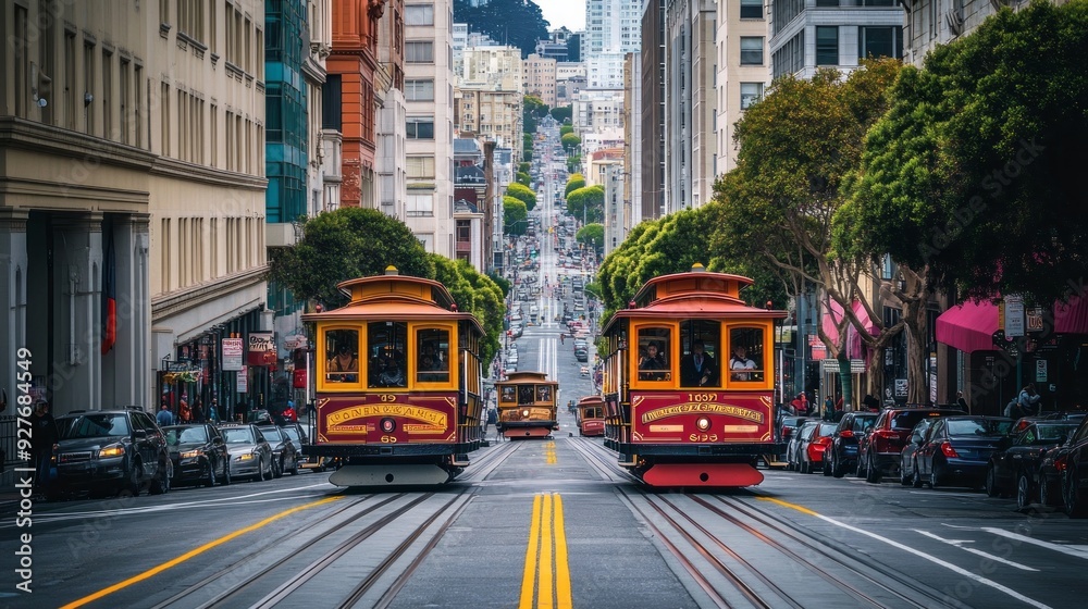Fototapeta premium Vibrant City Life: A Bustling Street Scene in San Francisco