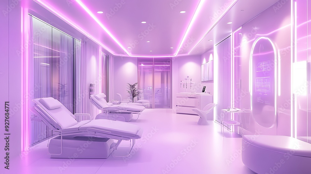 A cybernetic enhancement clinic featuring digital interfaces and cutting-edge medical technology. A cybernetic enhancement clinic featuring digital interfaces and cutting-edge medical technology.