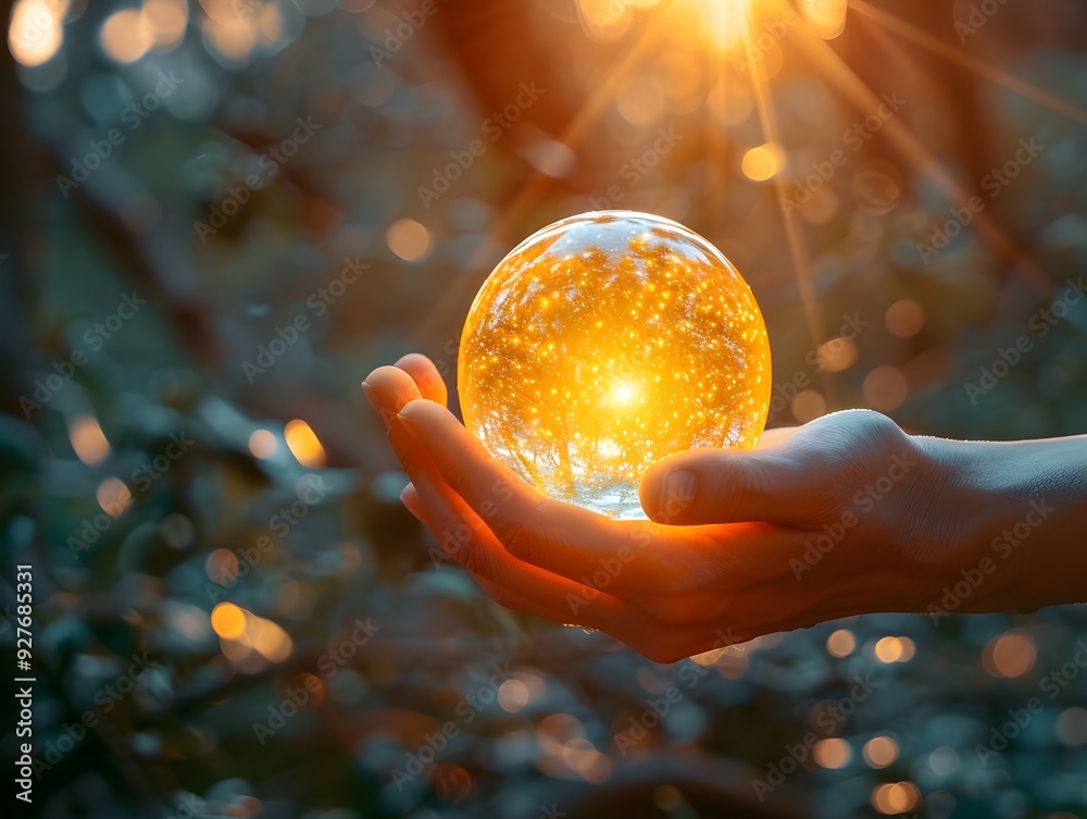 Holding the Glowing Orb of New Beginnings and Hope in Hands Holding the Glowing Orb of New Beginnings and Hope in Hands