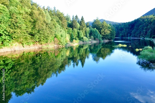 Mrzle Vodice village in the Gorski Kotar region in Mountains in Croatia.Lake Mrzla Vodica was created in 1999. by building a dam between Lake Lokvar, into which it flows and with which it is connected