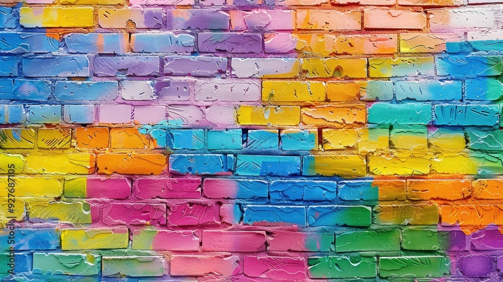 Colorful painted brick wall Colorful painted brick wall