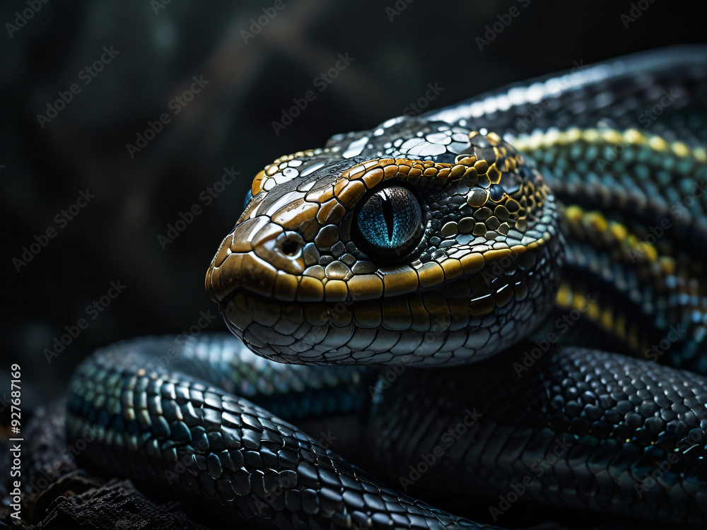 The eye of the black snake in the dark forest The eye of the black snake in the dark forest