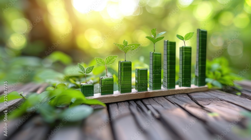 Plants Growing on Bar Graph Representing Sustainable Growth