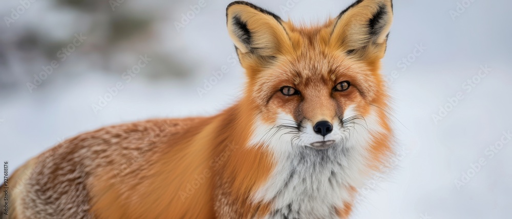 Majestic Red Fox Hunting in Snowy Siberian Landscape Majestic Red Fox Hunting in Snowy Siberian Landscape