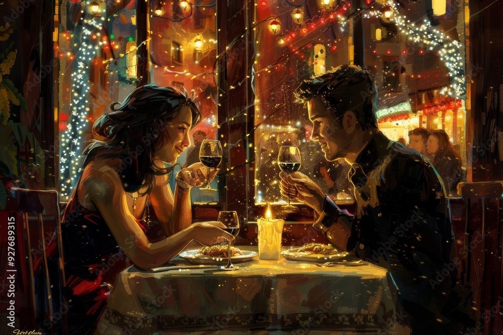 A couple is at a restaurant table, sharing a meal and enjoying a moment together in a charming setting, A romantic couple enjoying a candlelit dinner at a cozy restaurant. AI generated A couple is at a restaurant table, sharing a meal and enjoying a moment together in a charming setting, A romantic couple enjoying a candlelit dinner at a cozy restaurant. AI generated