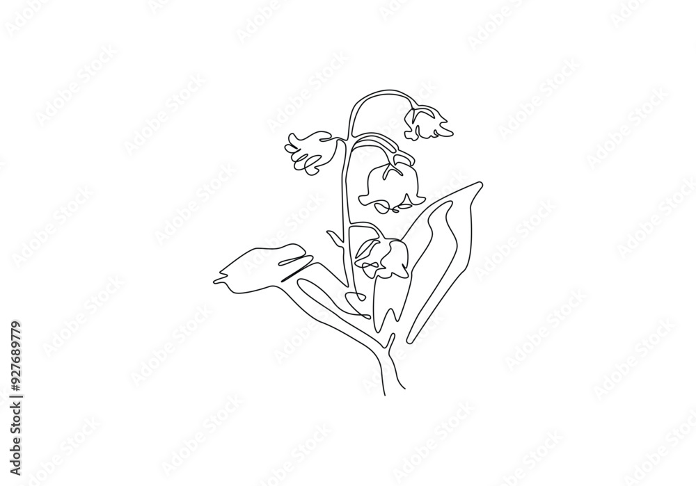 Obraz premium One continuous line drawing of Flower. Tree Flower Vector illustration