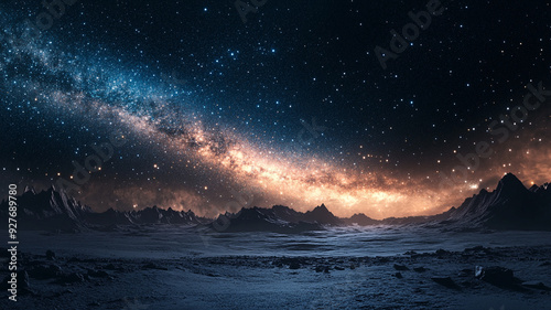 Milky Way Over Alien Landscape