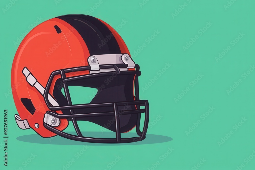 Fototapeta premium Football helmet with sharp design flat design front view aggressive theme cartoon drawing Split-complementary color scheme
