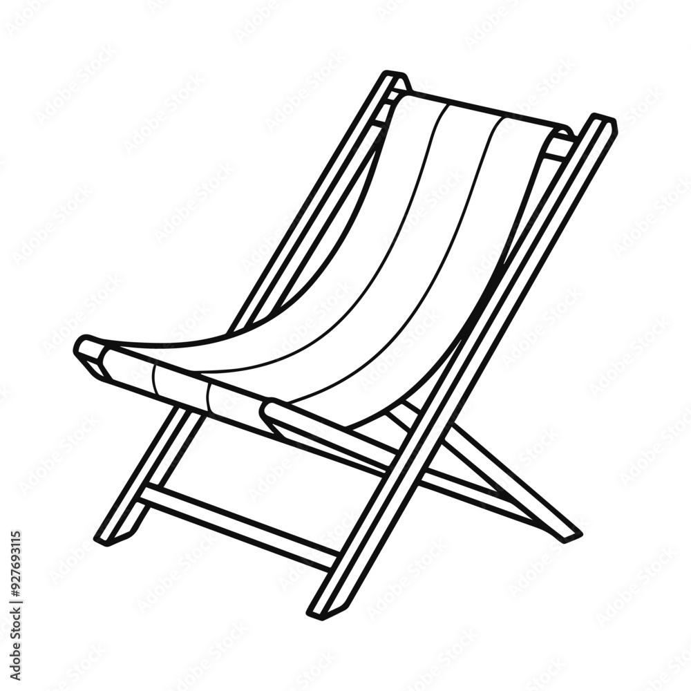 Beach chair silhouette vector illustration, line art, outline Beach chair silhouette vector illustration, line art, outline