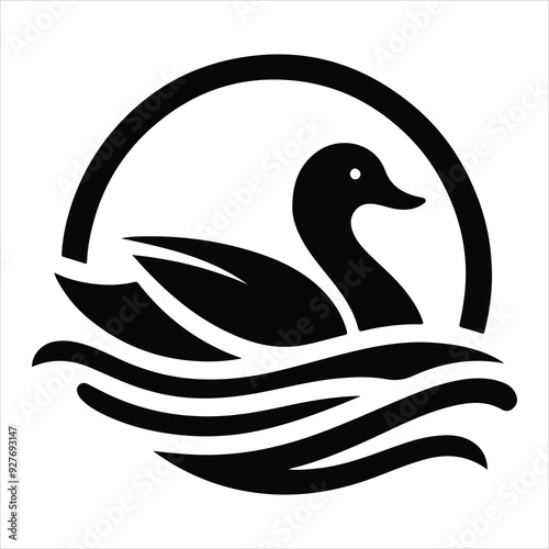 Silhouette Of A Duck On A White Background, Vector Illustration, Silhouette Illustration, Duck Illustration, Silhouette Drawing