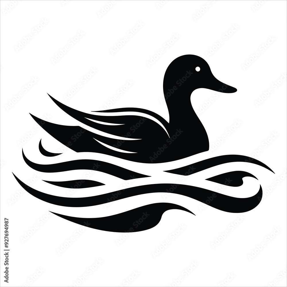 Silhouette Of A Duck On A White Background, Vector Illustration, Silhouette Illustration, Duck Illustration, Silhouette Drawing Silhouette Of A Duck On A White Background, Vector Illustration, Silhouette Illustration, Duck Illustration, Silhouette Drawing