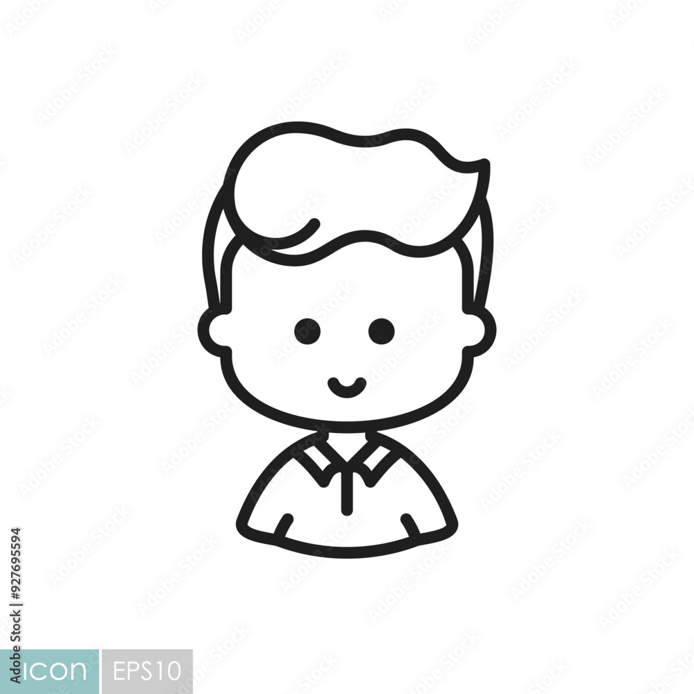 Fototapeta Man boy character face avatar vector icon