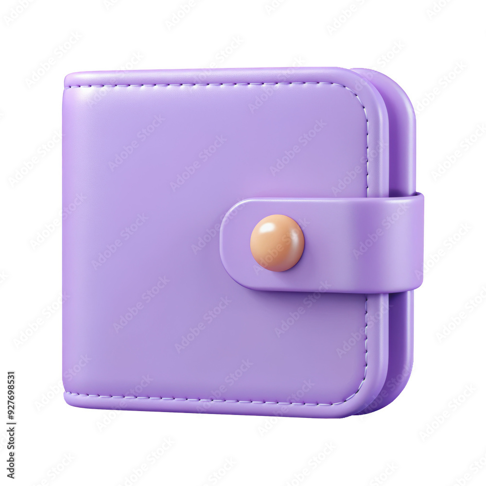 3D illustration features a purple wallet with a button closure, representing a sleek and practical accessory. Isolated on transparent background, png. 3D illustration features a purple wallet with a button closure, representing a sleek and practical accessory. Isolated on transparent background, png.