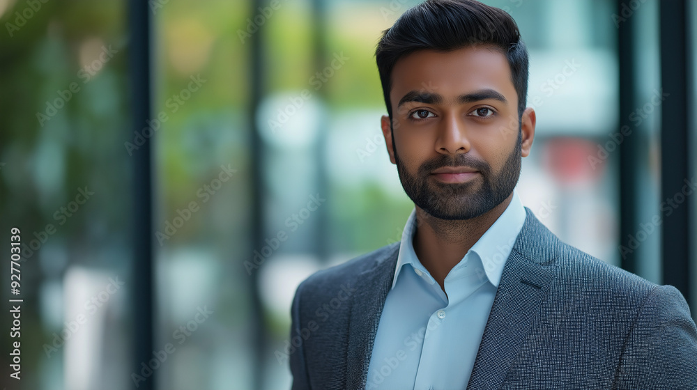 A confident and professional businessman wearing a suit poses with a direct, engaging gaze, conveying determination and success in a corporate setting. A confident and professional businessman wearing a suit poses with a direct, engaging gaze, conveying determination and success in a corporate setting.
