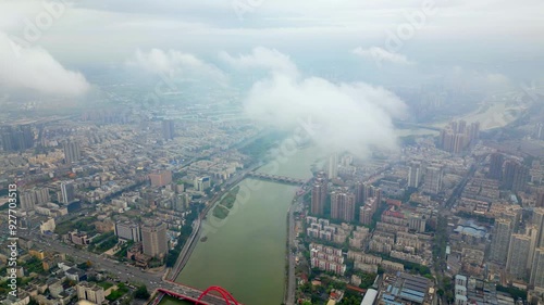  Atmospheric aerial photography of the city scenery of Deyang, Sichuan photo