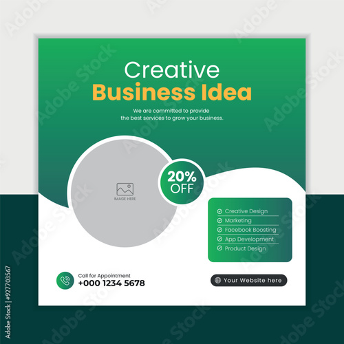 Business marketing agency promotion social media post template. Editable square banner design. Social media banner