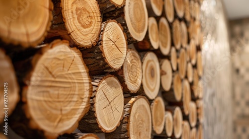 Log wall creates organic pattern photo