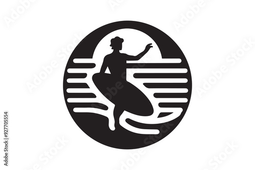 Surfers surfing and carrying vector silhouette illustration