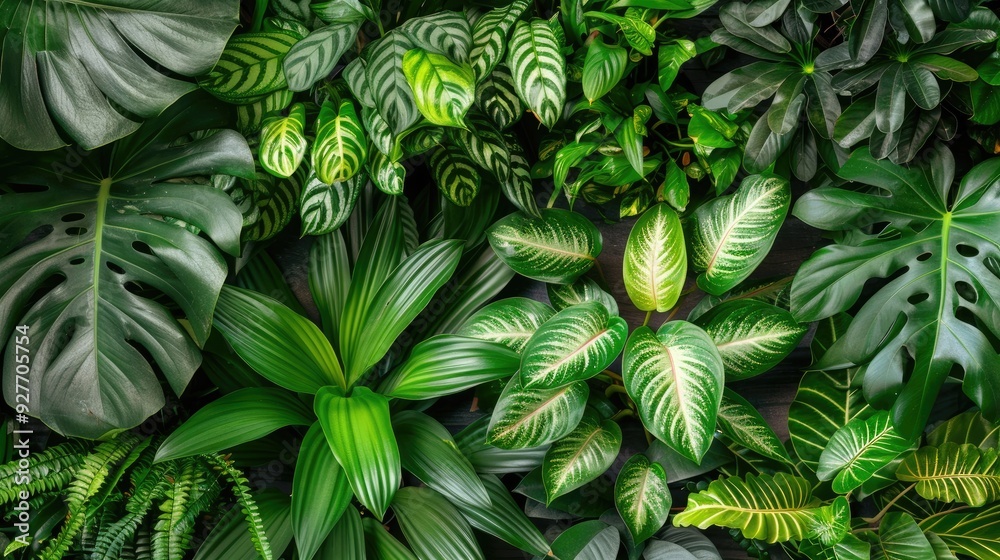 Obraz premium Lush green foliage of tropical pottery plants