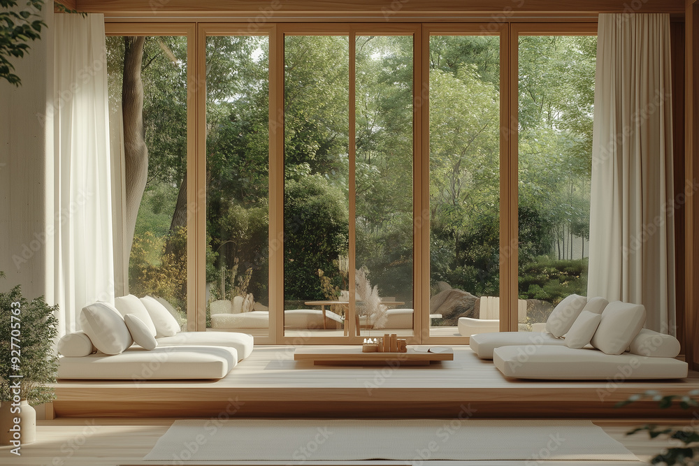 a minimal Japandi outdoor terrace with soft neutrals and natural accents designed for chilling, tea, or reading. Japanese and Scandinavian a minimal Japandi outdoor terrace with soft neutrals and natural accents designed for chilling, tea, or reading. Japanese and Scandinavian