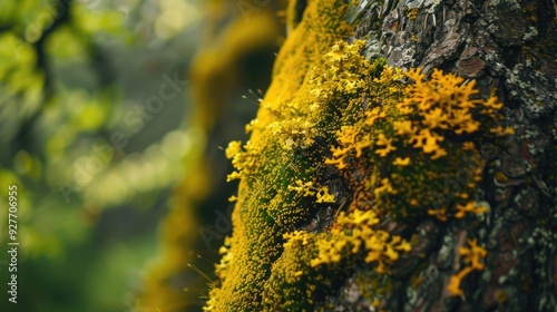 Moss of a yellow hue on a tree