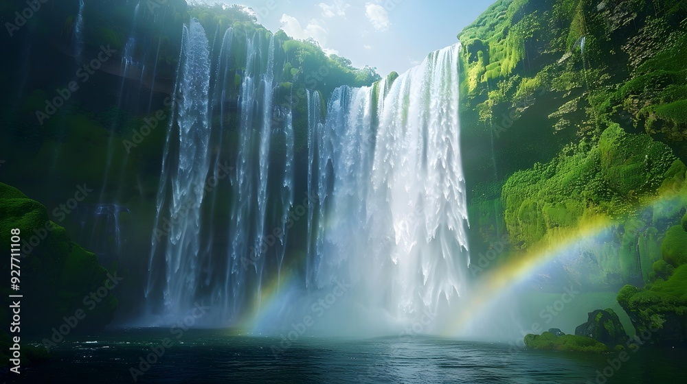 Fototapeta premium Waterfalls breaking through the green jungle